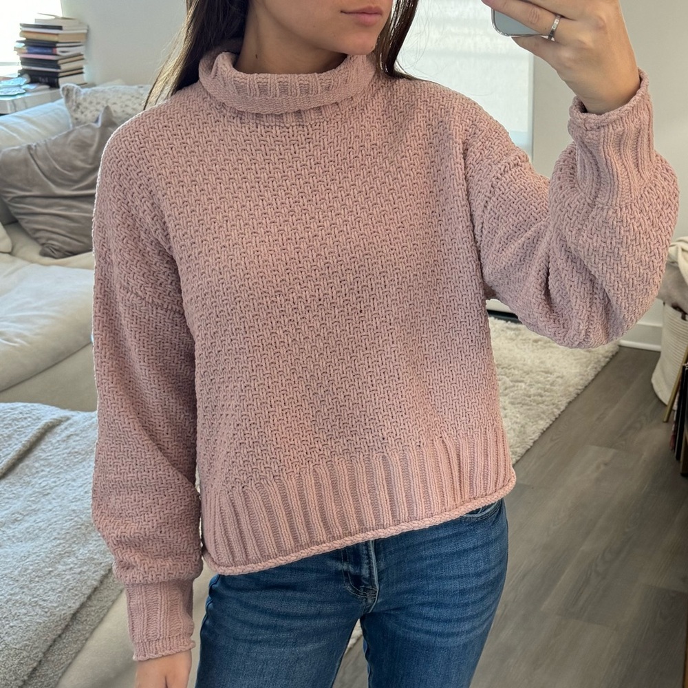 UpWest Pink Soft Knit Turtleneck Sweater XS